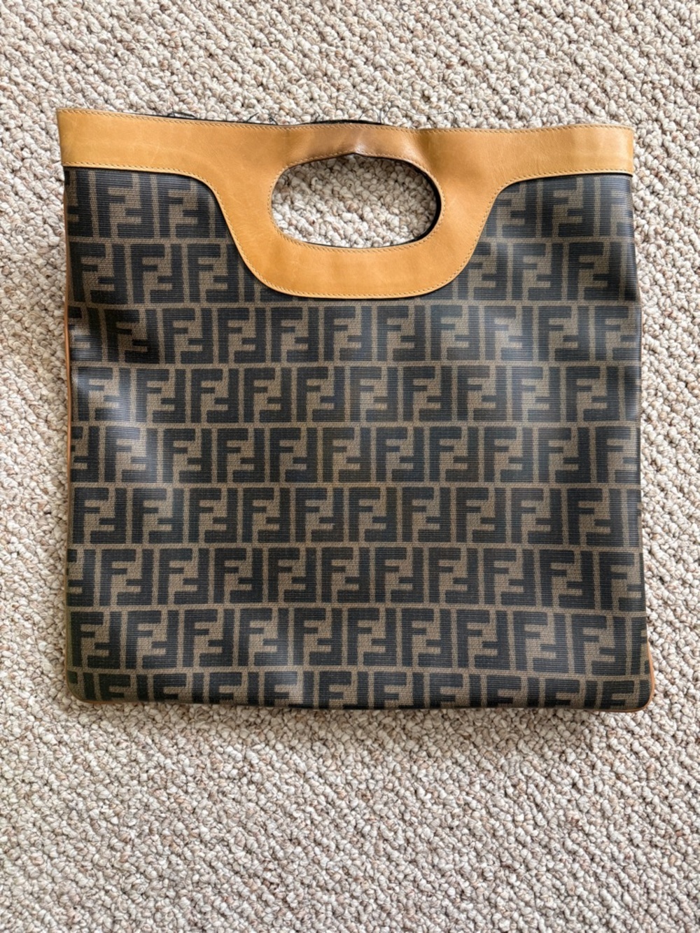 Fendi Black & Tan Zucca Fold-Over Messenger Bag - Picture 3 of 8